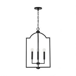 60W 6-Light Candelabra E-12 Foyer Lighting in Matte Black