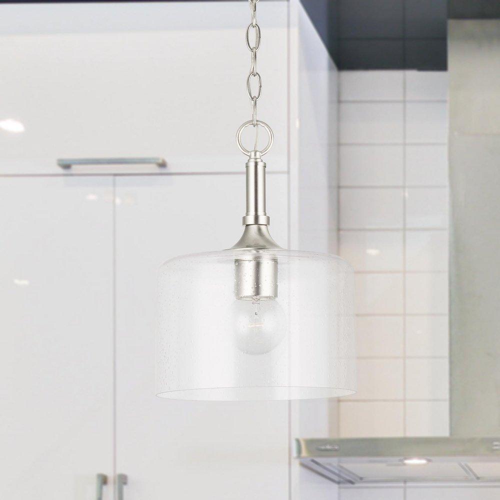 HomePlace by Capital Lighting Brushed Nickel 100 W 1 Light Medium E-26 Incandescent Pendant 