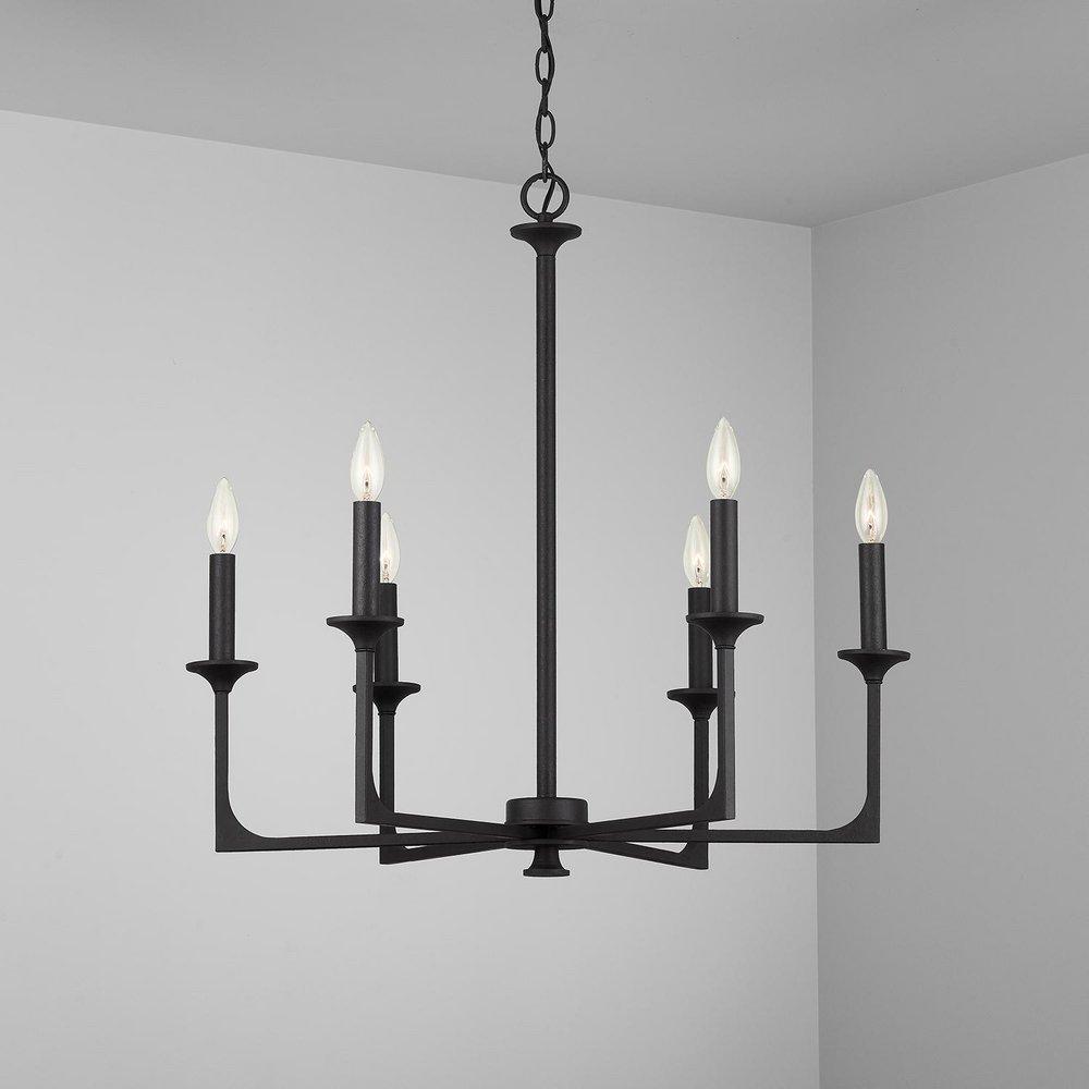 Capital Lighting Black Iron 6 Light 28 in. Chandelier 