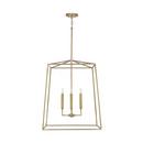 60W 4-Light Candelabra E-12 Foyer Lighting in Aged Brass