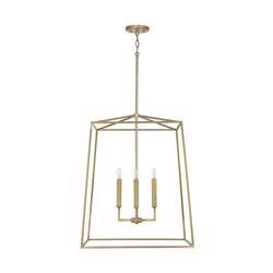 60W 4-Light Candelabra E-12 Foyer Lighting in Aged Brass