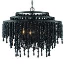 98 x 26-1/2 in. 360W 1-Tier 6-Light Incandescent Bohemian, Coastal and Modern Chandelier in Matte Black