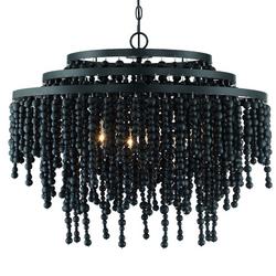 98 x 26-1/2 in. 360W 1-Tier 6-Light Incandescent Bohemian, Coastal and Modern Chandelier in Matte Black