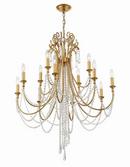 Crystorama Antique Gold 41-1/2 x 32-1/2 in. 60W 2-Tier 12-Light Incandescent Contemporary, Geometric, Luxe, Mid-century and Transitional Chandelier 