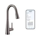 Moen Black Stainless Single Handle Pull Down Voice Activated Kitchen Faucet with PowerBoost and Reflex Technology 