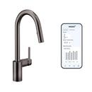 Moen Black Single Handle Pull Down Voice Activated Kitchen Faucet with Power Clean and Reflex Technology 