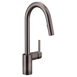 Single Handle Pull Down Touchless Kitchen Faucet with Voice Activation in Black/Stainless Steel