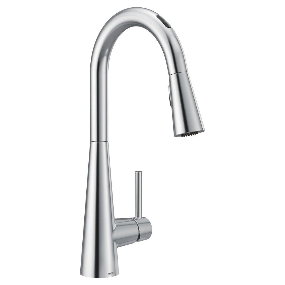 Moen Chrome Single Handle Pull Down Voice Activated Kitchen Faucet with PowerBoost and Reflex Technology 