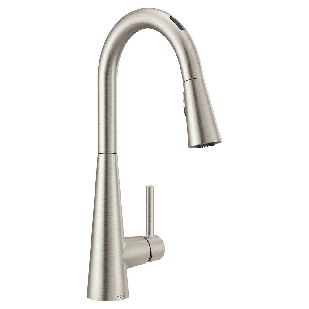Moen Spot Resist Stainless Single Handle Pull Down Voice Activated Kitchen Faucet with PowerBoost and Reflex Technology 