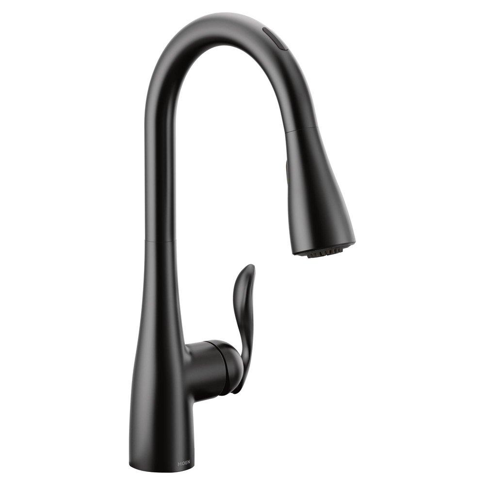 Moen Matte Black Single Handle Pull Down Voice Activated Kitchen Faucet with PowerBoost and Reflex Technology 