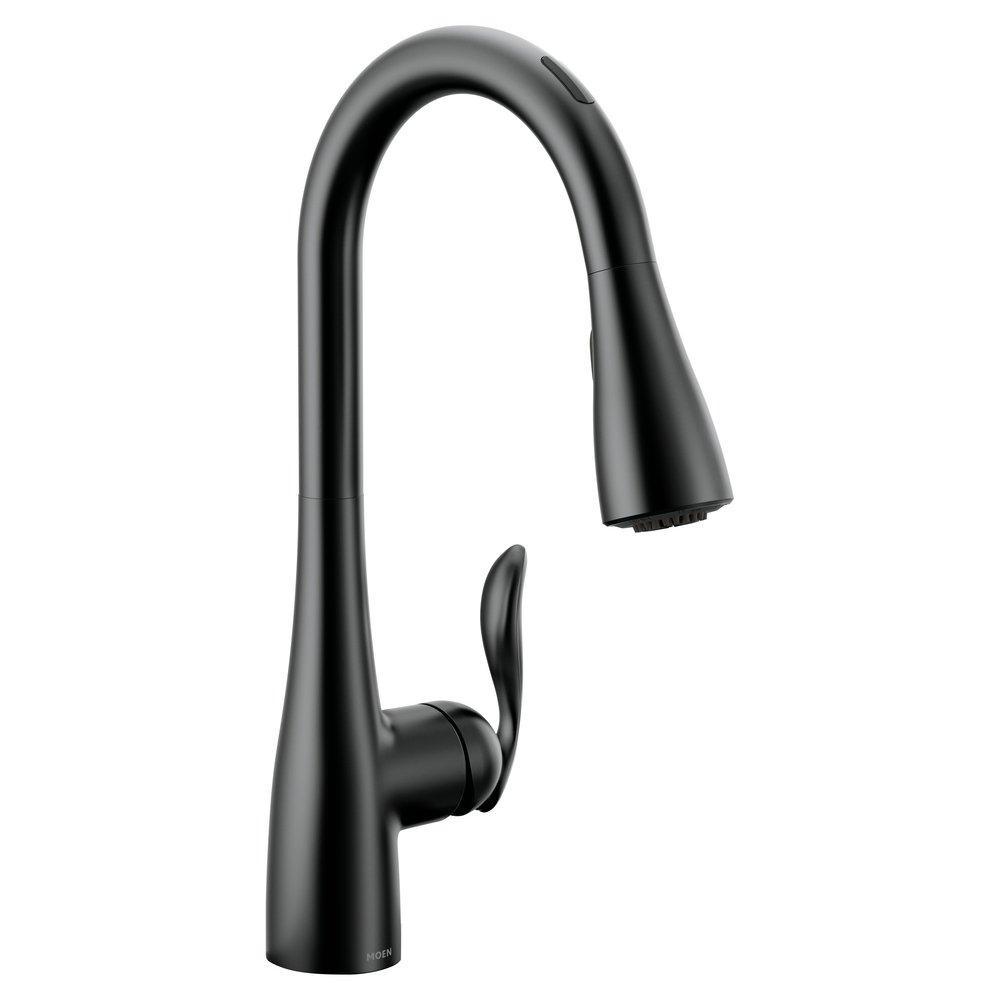 Moen Matte Black Single Handle Pull Down Voice Activated Kitchen Faucet with PowerBoost and Reflex Technology 