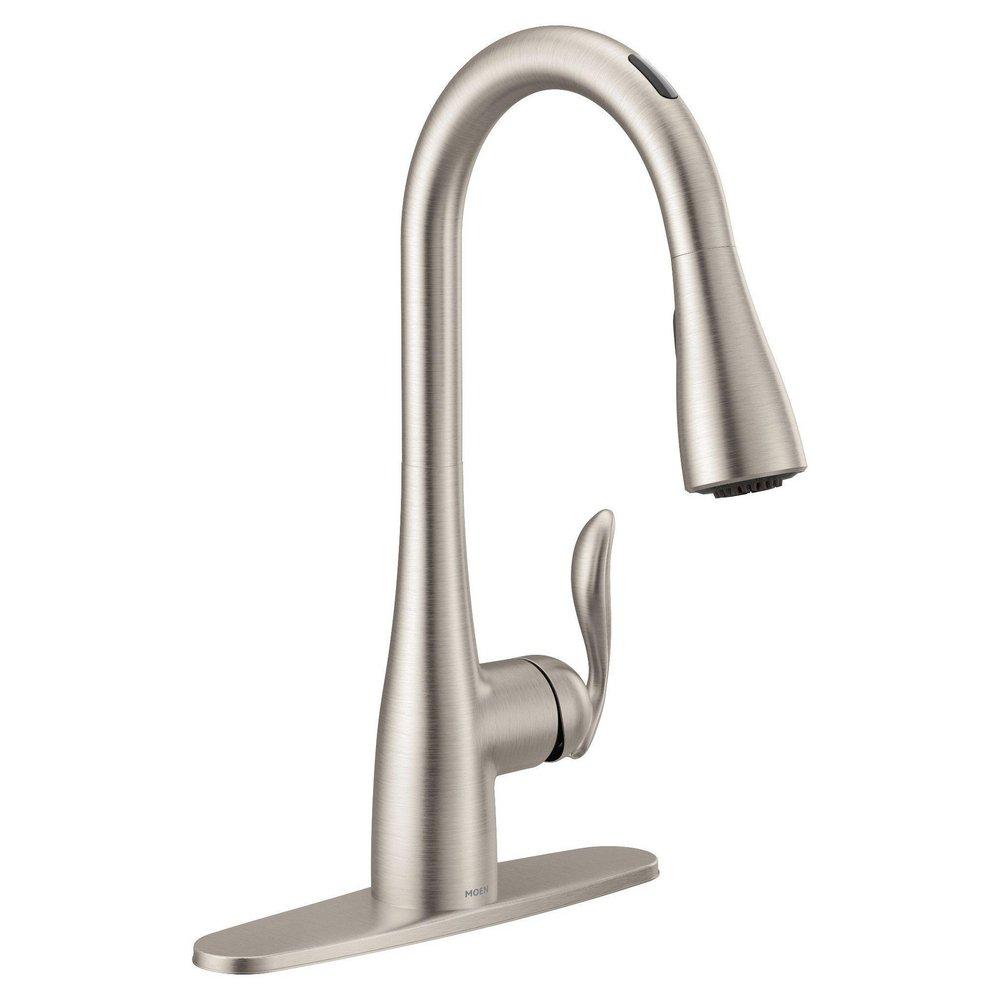 Moen Spot Resist&trade; Stainless Single Handle Pull Down Voice Activated Kitchen Faucet with PowerBoost and Reflex Technology 
