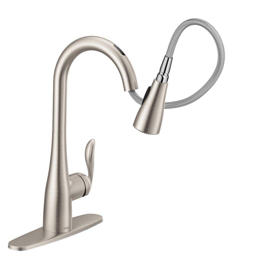 Moen Spot Resist Stainless Single Handle Pull Down Voice Activated Kitchen Faucet with PowerBoost and Reflex Technology 