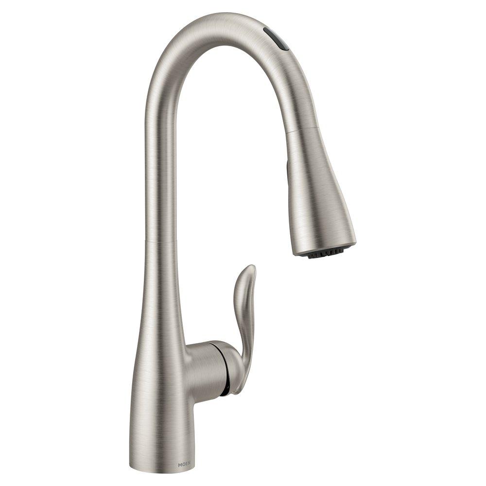 Moen Spot Resist&trade; Stainless Single Handle Pull Down Voice Activated Kitchen Faucet with PowerBoost and Reflex Technology 
