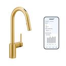Moen Brushed Gold Single Handle Pull Down Voice Activated Kitchen Faucet with Power Clean and Reflex Technology 