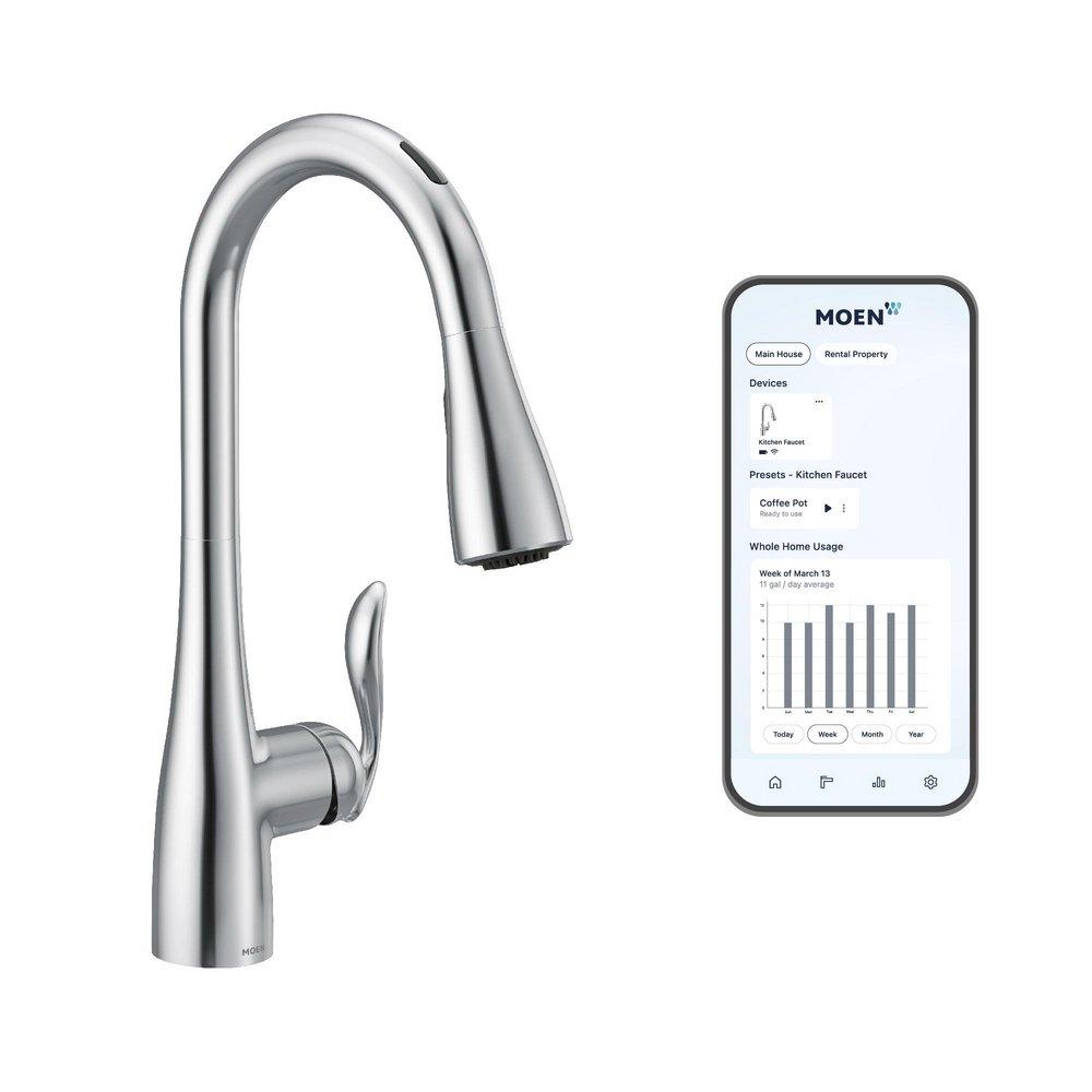 Moen Chrome Single Handle Pull Down Voice Activated Kitchen Faucet with PowerBoost and Reflex Technology 