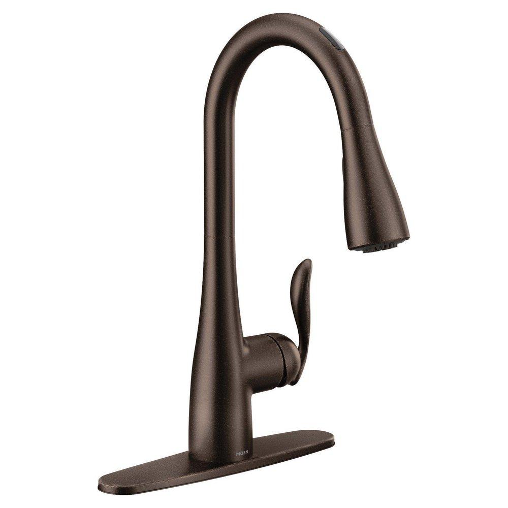 Moen Oil Rubbed Bronze Single Handle Pull Down Voice Activated Kitchen Faucet with PowerBoost and Reflex Technology 
