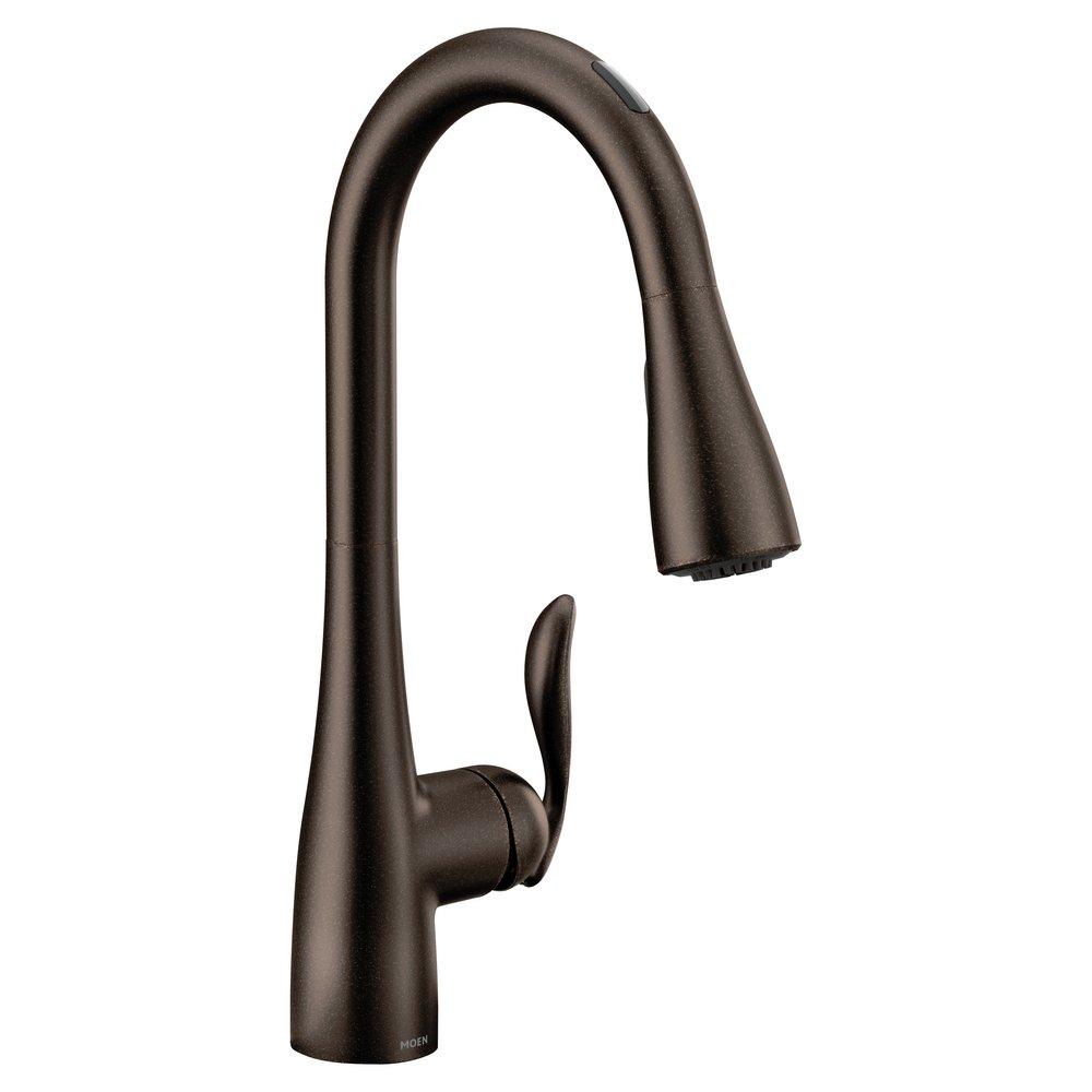 Moen Oil Rubbed Bronze Single Handle Pull Down Voice Activated Kitchen Faucet with PowerBoost and Reflex Technology 