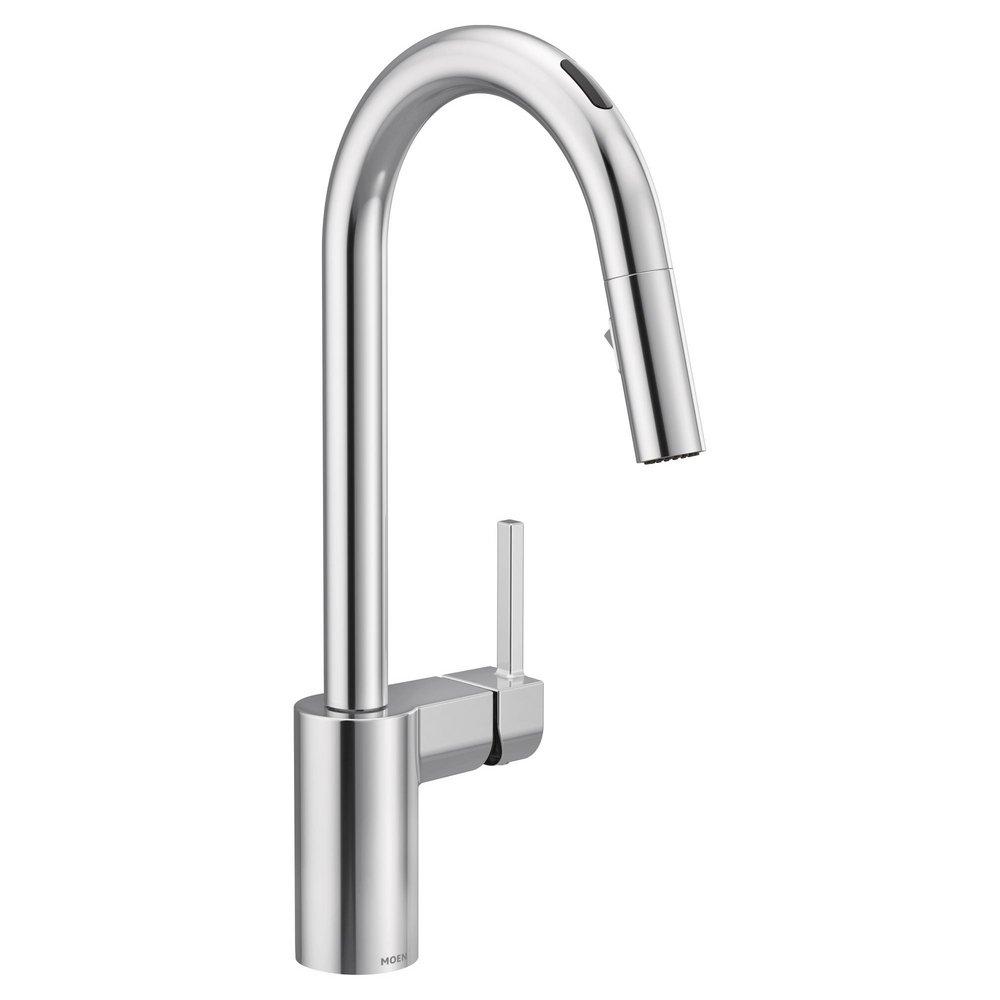 Moen Chrome Single Handle Pull Down Voice Activated Kitchen Faucet with Power Clean and Reflex Technology 