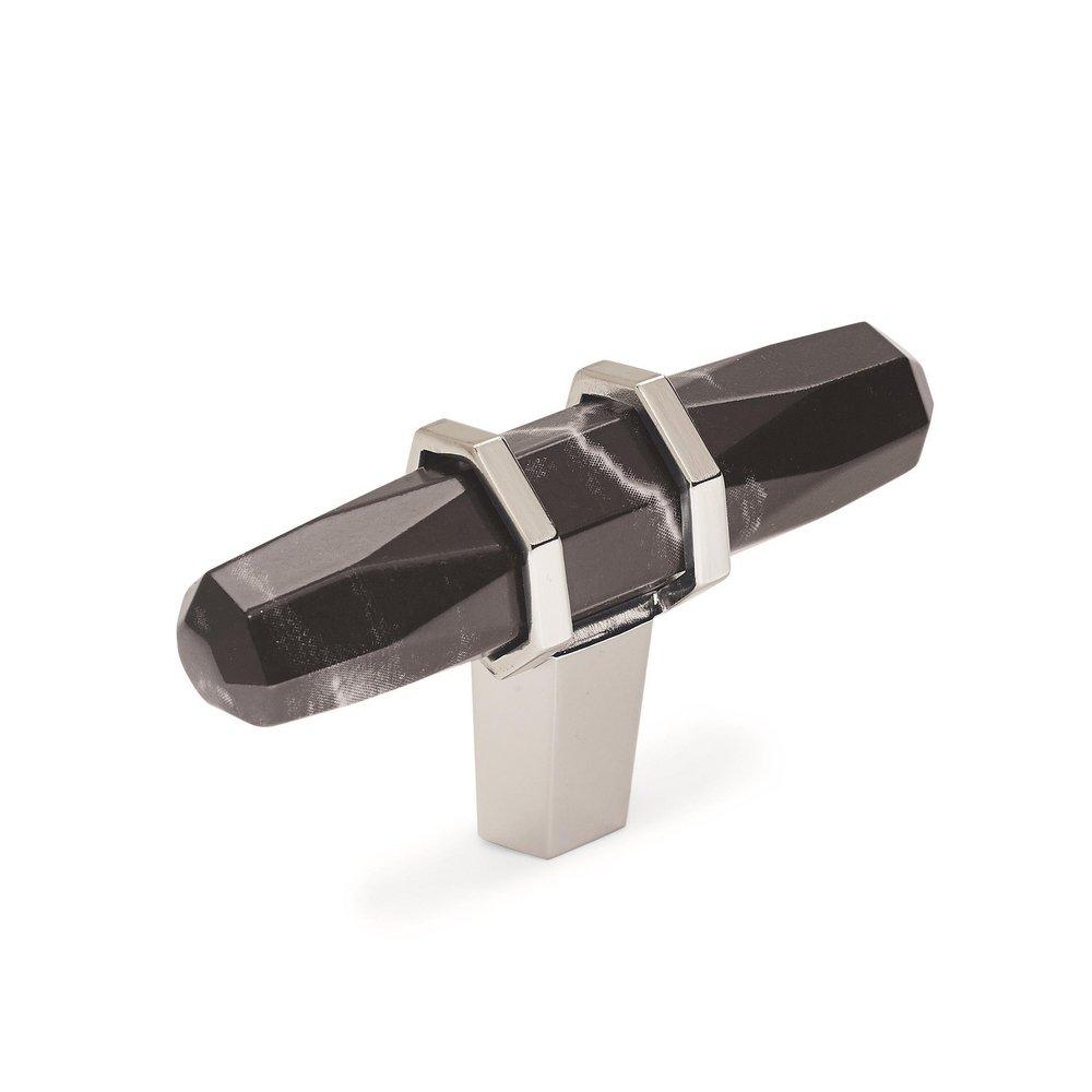 CARRIONE 2-1/2 IN (64 MM) LENGTH MARBLE BLACK/POLISHED NICKEL CABINET KNOB 