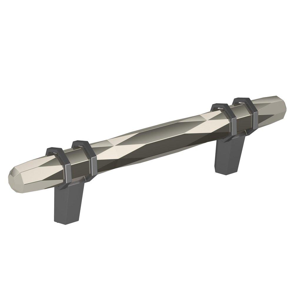 LONDON 3-3/4 IN (96 MM) CENTER-TO-CENTER POLISHED NICKEL/BLACK CHROME CABINET PULL 