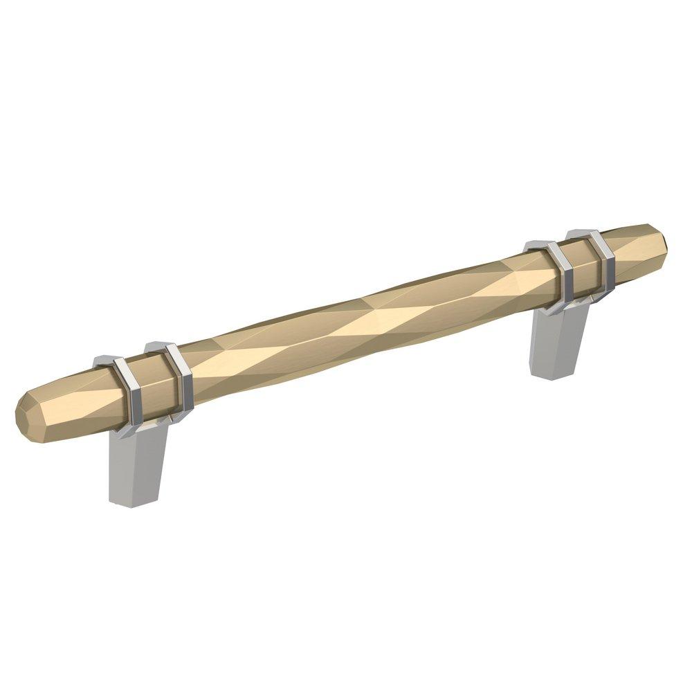 5-1/16 in Center-to-Center Cabinet Pull in Golden Champagne/Polished Chrome 