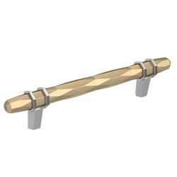 5-1/16 in. Center-to-Center Cabinet Pull in Golden Champagne/Polished Chrome
