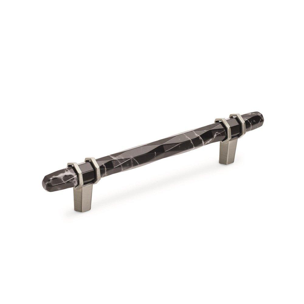 CARRIONE 5-1/16 IN (128 MM) CENTER-TO-CENTER MARBLE BLACK/SATIN NICKEL CABINET PULL 