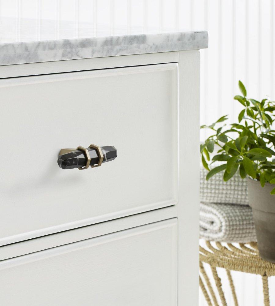 Amerock Marble Black/Golden Champagne 2-1/2 in. Cabinet Knob 