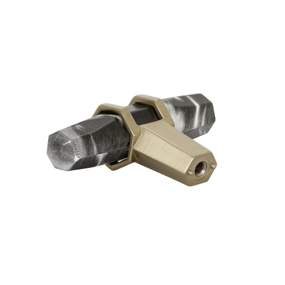 Amerock Marble Black/Golden Champagne 2-1/2 in. Cabinet Knob 