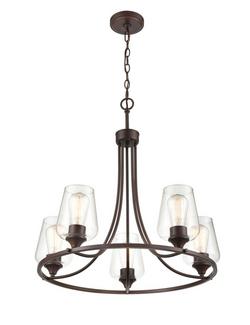 5-Light Chandelier Ceiling Light in Rubbed Bronze