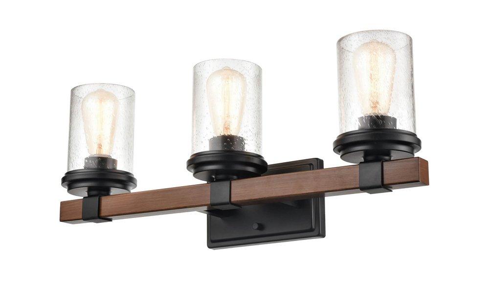 Millennium Lighting Matte Black Vanity Fixture in Matte Black/Wood Grain 