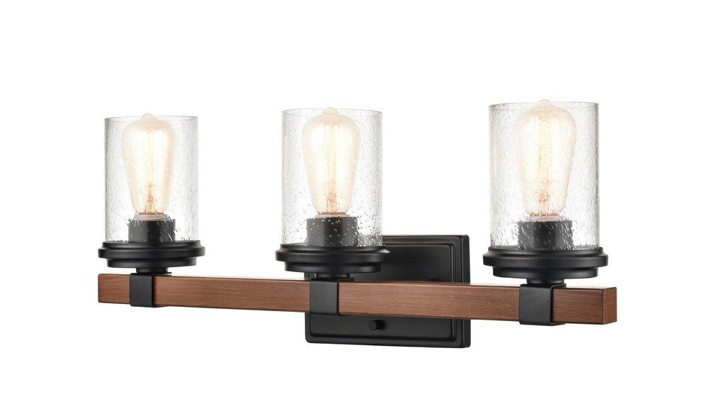 Millennium Lighting Matte Black Vanity Fixture in Matte Black/Wood Grain 