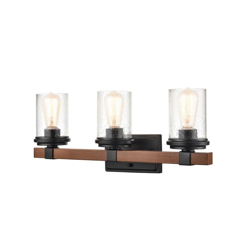 Millennium Lighting Matte Black 100W Medium E-26 Vanity Fixture in Matte Black with Wood Grain 