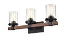 Millennium Lighting Matte Black/Wood Grain 100W 3-Light Medium E-26 Vanity Fixture 
