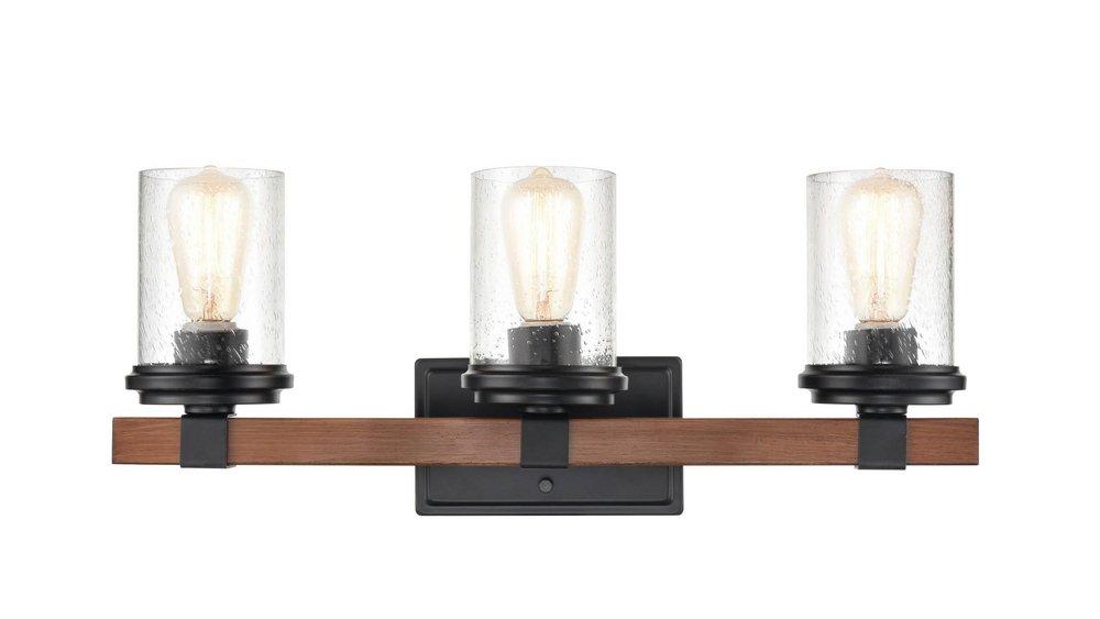 Millennium Lighting Matte Black/Wood Grain 100W 3-Light Medium E-26 Vanity Fixture 