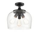 3-Light Semi-Flush Mount Ceiling Light in Matte Black