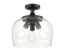 3-Light Semi-Flush Mount Ceiling Light in Matte Black