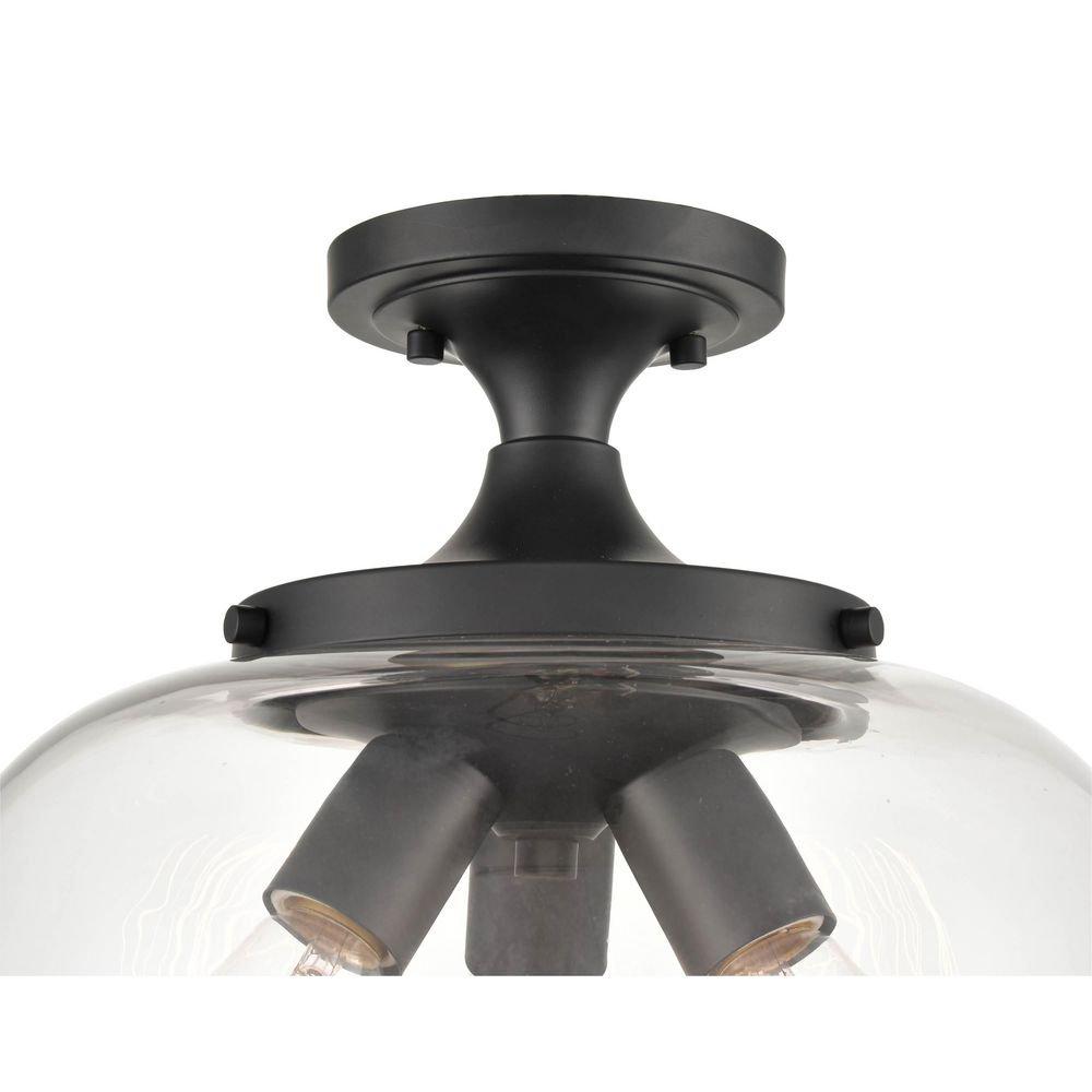 Millennium Lighting Matte Black 100W 3-Light Medium E-26 Semi-Flush Mount Ceiling Fixture 