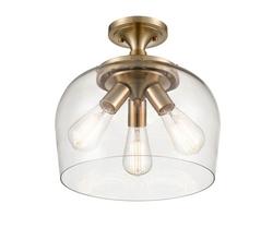 3-Light Semi-Flush Mount Ceiling Light in Modern Gold
