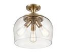 100W 3-Light Medium E-26 Semi-Flush Mount Ceiling Fixture in Matte Gold