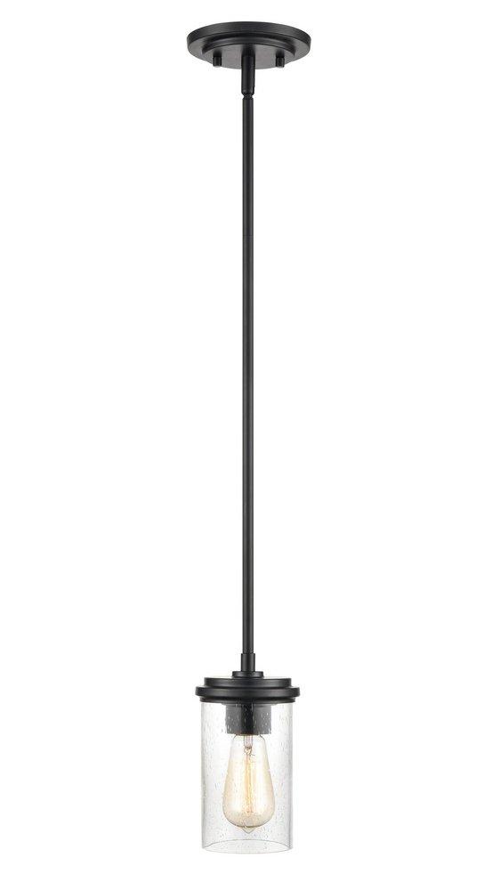 Millennium Lighting Matte Black/Wood Grain 1-Light Mini-Pendant Light 