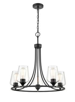 5-Light Chandelier Ceiling Light in Matte Black