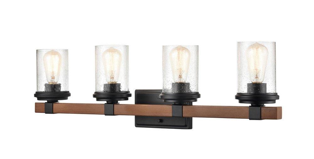 Millennium Lighting Matte Black Vanity Fixture in Matte Black/Wood Grain 