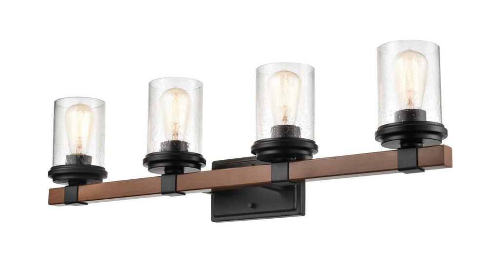 Millennium Lighting Matte Black/Wood Grain 100W 4-Light Medium E-26 Vanity Fixture 