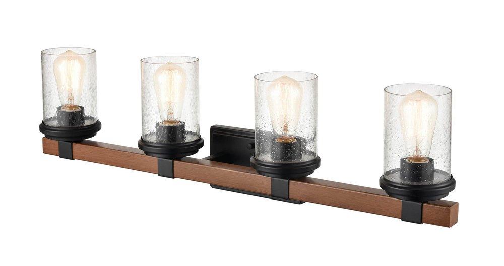 Millennium Lighting Matte Black/Wood Grain 100W 4-Light Medium E-26 Vanity Fixture 