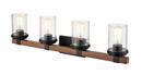 Millennium Lighting Matte Black/Wood Grain 100W 4-Light Medium E-26 Vanity Fixture 