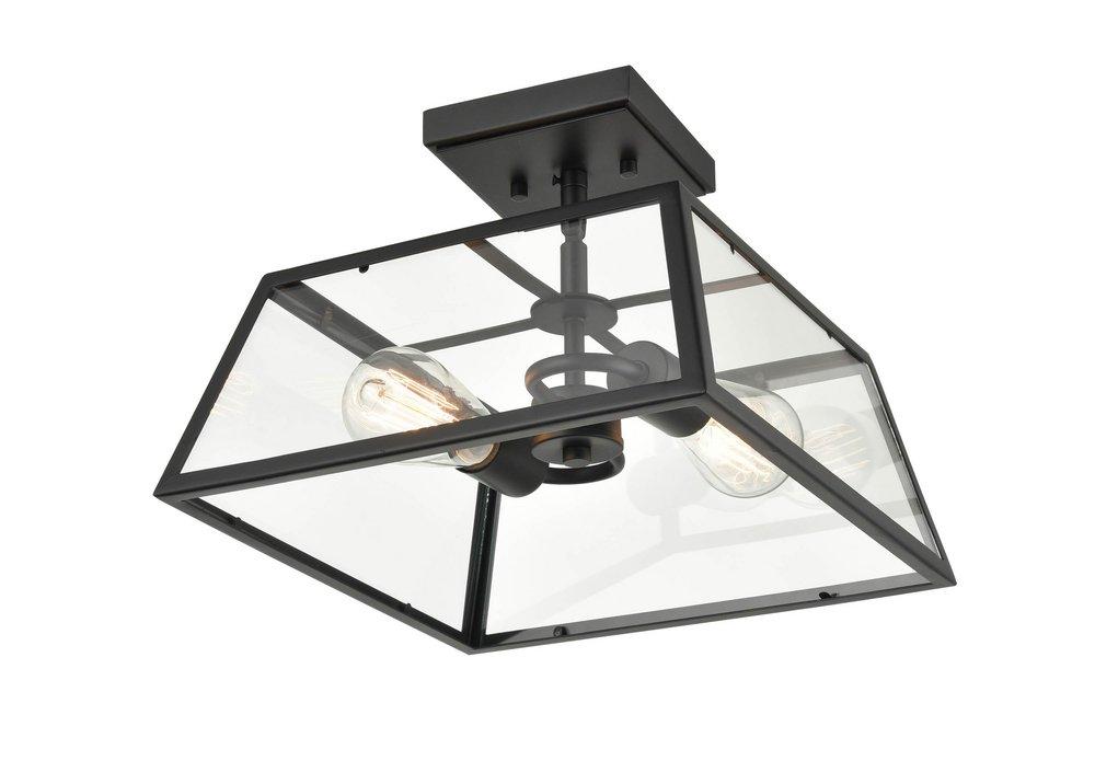 Millennium Lighting Powder Coated Black 2-Light Outdoor Flush Mount Ceiling Fixture 