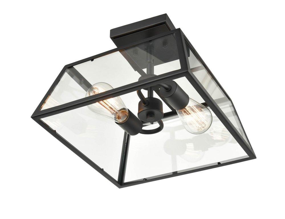 Millennium Lighting Powder Coated Black 2-Light Outdoor Flush Mount Ceiling Fixture 