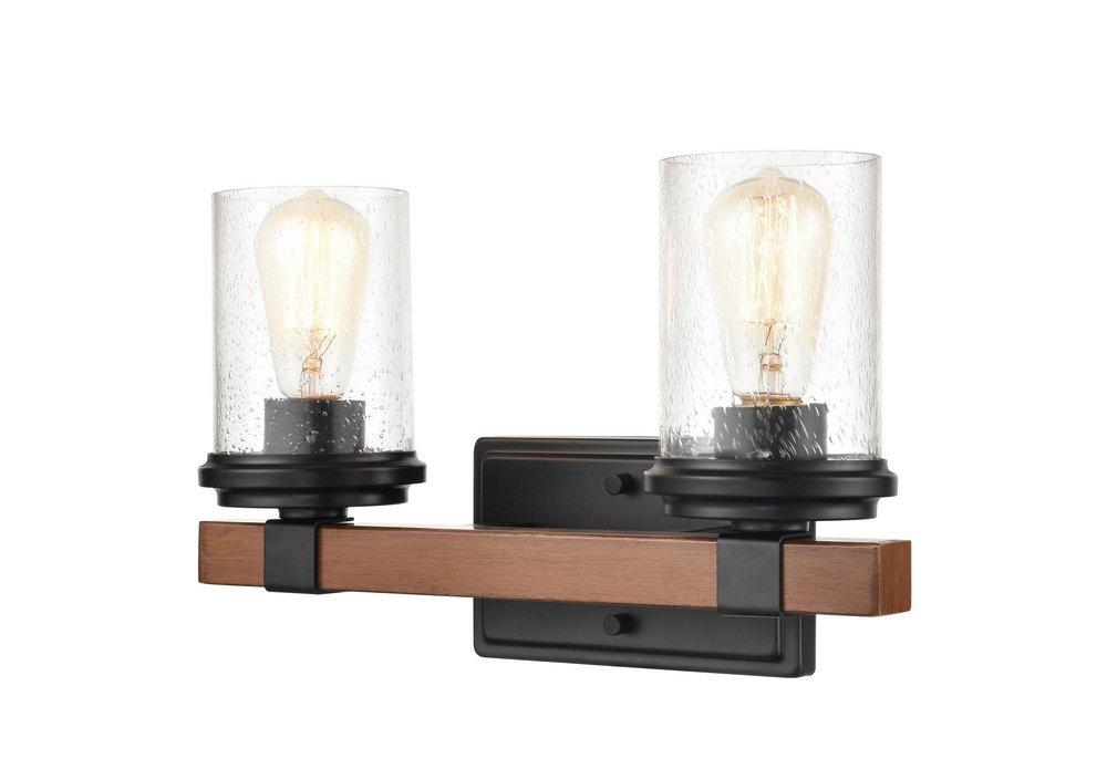 Millennium Lighting Matte Black/Wood Grain Vanity Fixture in Matte Black/Wood Grain 